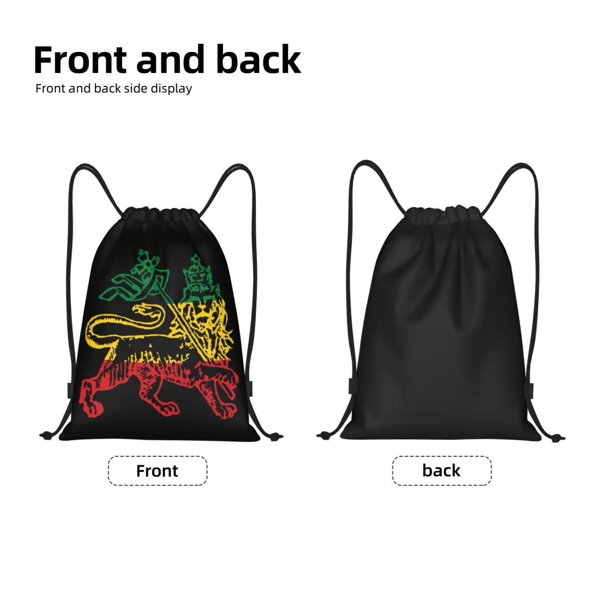 Lion Of Judah Rasta Jamaican Reggae Drawstring Backpack Women Men Gym Sport Sackpack Portable Training Bag Sack
