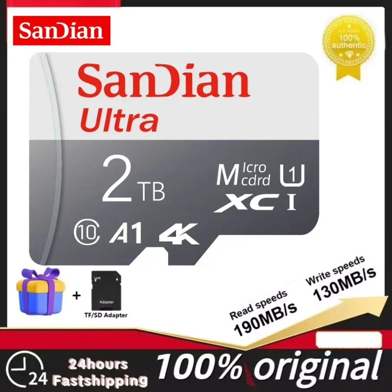 Kartu memori 100% asli 1TB 2TB A2 mikro, kartu TF SD kelas 10 UHS-1, kartu Flash TF untuk ponsel pintar/kamera Digital/PC