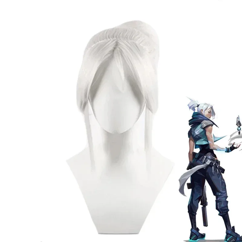 Игра Valorant Jett, парик для косплея, серебристо-белые термостойкие парики, женские парики для косплея на Хэллоуин, ukh Игра Valorant Jett, парик для косплея, серебристо-белые термостойкие парики, женские парики для косплея на Хэллоуин, ukh