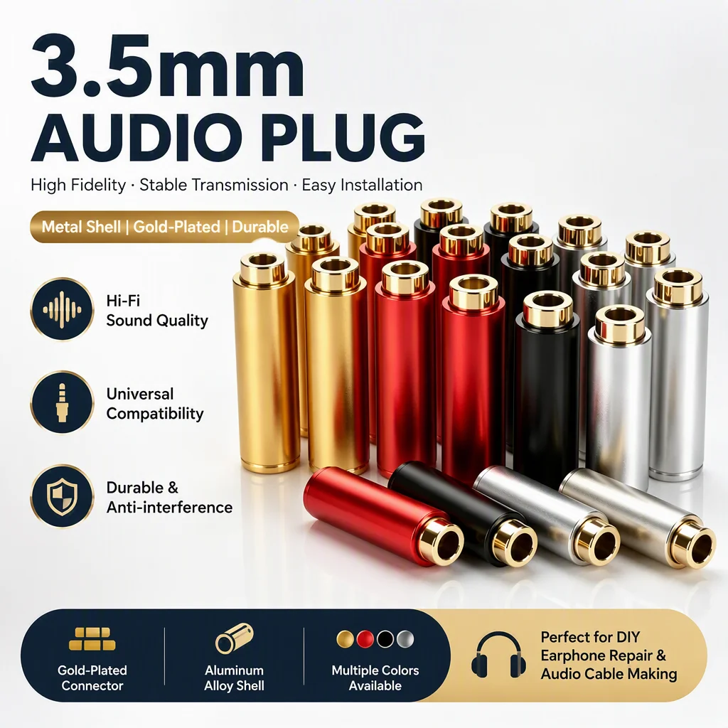 5-20pcs 3.5mm 4Poles Stereo Female Plug Jack Connector Gold Plated Audio Soldering DIY Type Connector