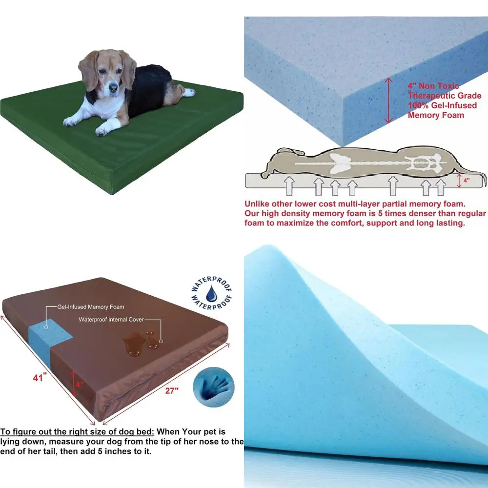 

orthopedic memory foam dog bed - large, washable canvas, waterproof liner, extra cover included