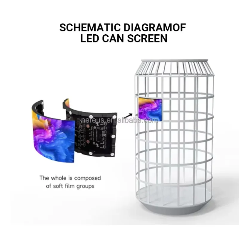 Outdoor Drink Can RGB Flexible LED Pixel Panel Smart Graffiti Scrolling Creative Commercial Advertising Display Screen