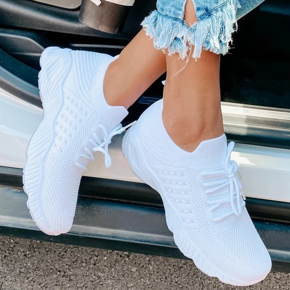 Women Shoes Sneakers Fashion Lace Up Platform 2022 New Summer Plus Size Flat Mesh Shoes Woman Vulcanize Shoes Zapatos Mujer