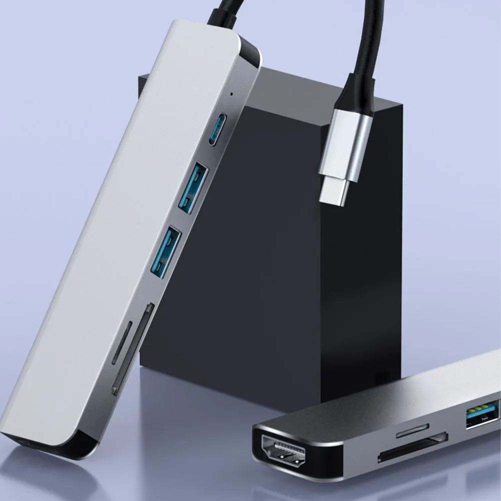 

6 in 1 Type C Aluminum Hub Adapter for Laptop USB Converter High Speed 87W Fast Charging Supports 5Gbps