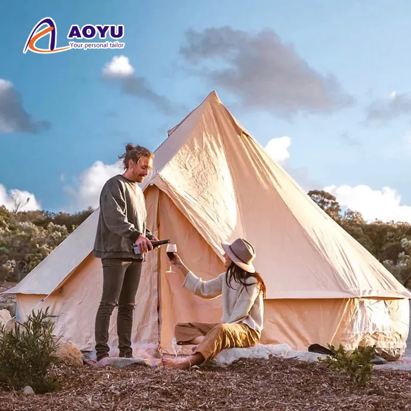 

AOYU 3m 4m 5m 6m Luxury Family Glamping Outdoor Large Canvas Heavy Duty Bell Tent Waterproofing Mongolian Yurt