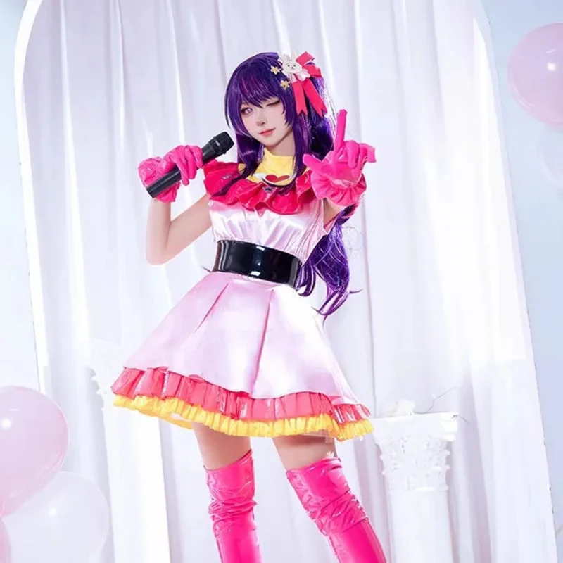 Hoshino Oshi Sem vestido cosplay para meninas, saia do estágio AI, terno bonito da menina, vestidos rosa Lolita