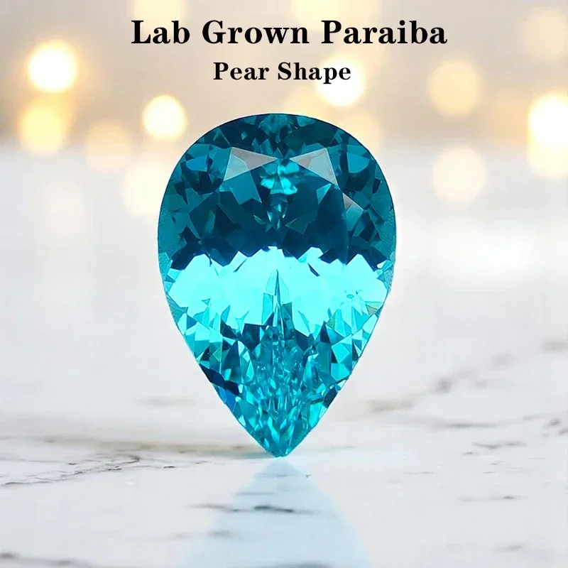 

Lab Grown Paraiba Pear Shape Tourmaline Gemstone For Diy Jewelry Making Material Selectable AGL Certificate