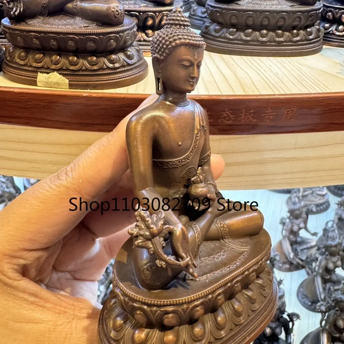 Pure Copper Medicine Buddha 10cm Sakyamuni Bronze Statue Copper Buddha Sanbao Household Buddhist Hall Ornament Offering