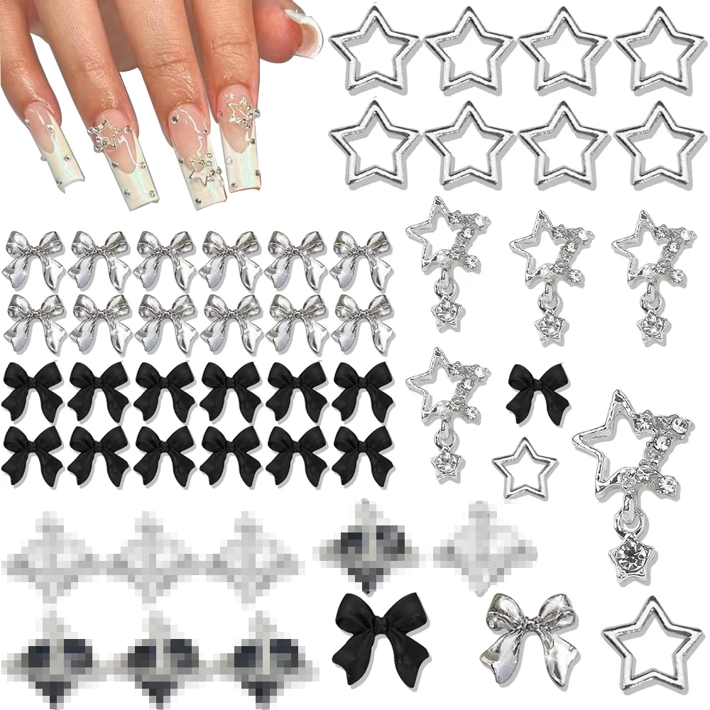 

122 шт., серебряные подвески для ногтей