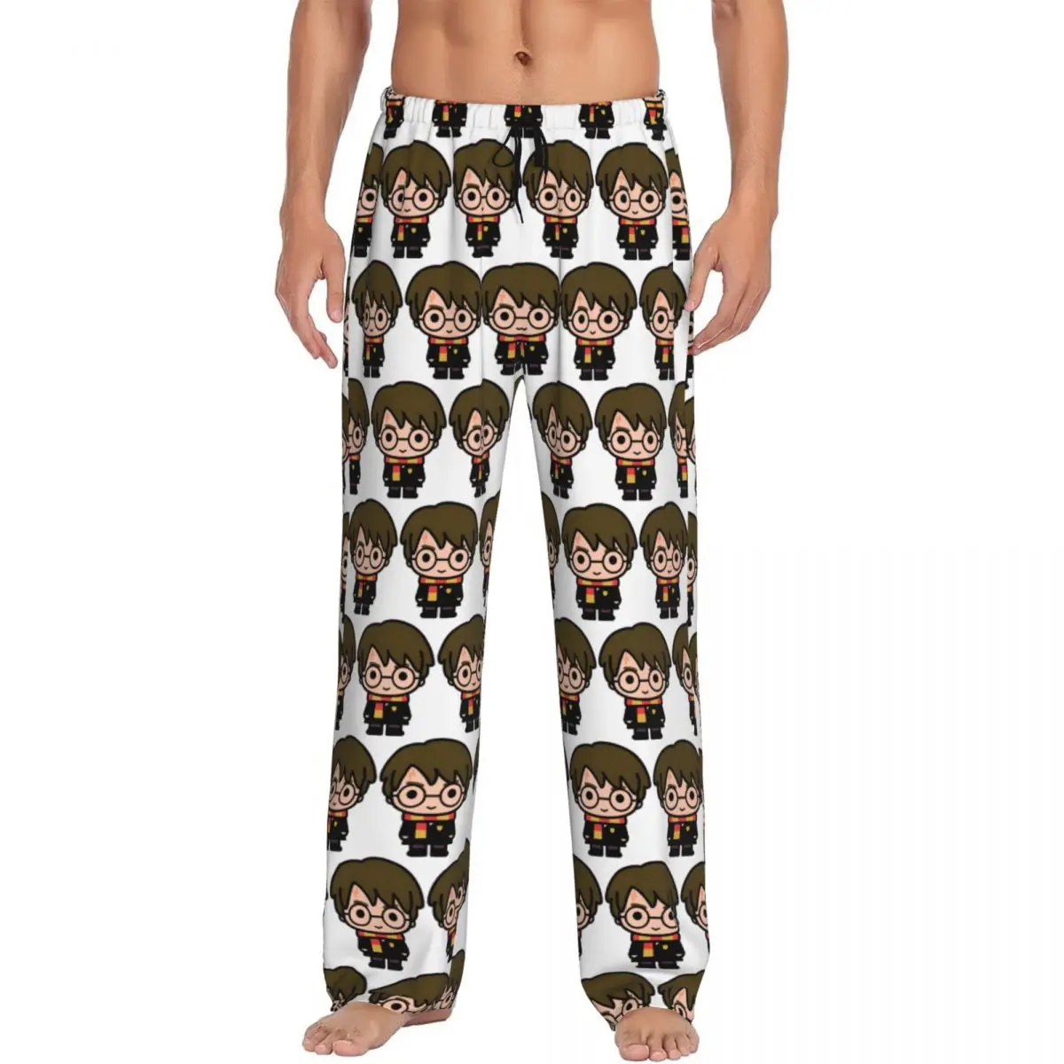 

Custom Printed Men's Harrys Magic Adventure Movies Potters Pajama Pants Sleepwear Sleep Lounge Bottoms with Pockets