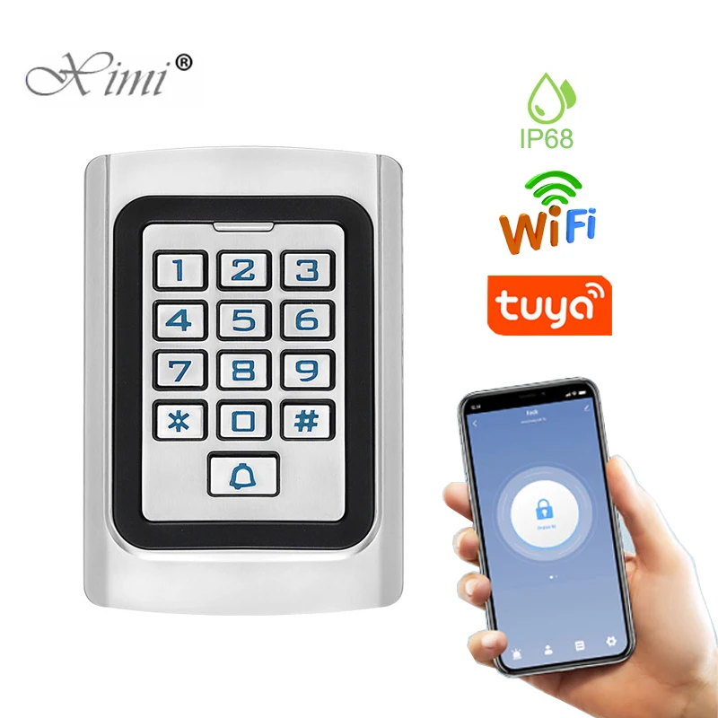 Controlador de acceso de Metal para puerta, lector de teclado con retroiluminación a prueba de agua, WIFI, aplicación Tuya, RFID, 2000 usuarios,