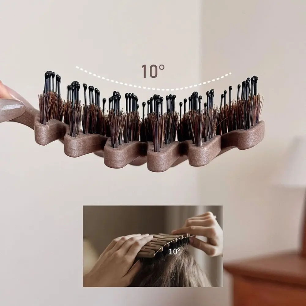Hollow Boar Bristle Hair Comb Curly Hairbrush Rose Comb Scalp Massage Brush Voluminous Roots Style Fluffy Hair Care