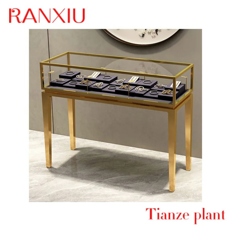 

CustomOEM custom luxury gold manufacture jewelry cabinet Floor standing jewel showcase jewellery display stand with Lockable