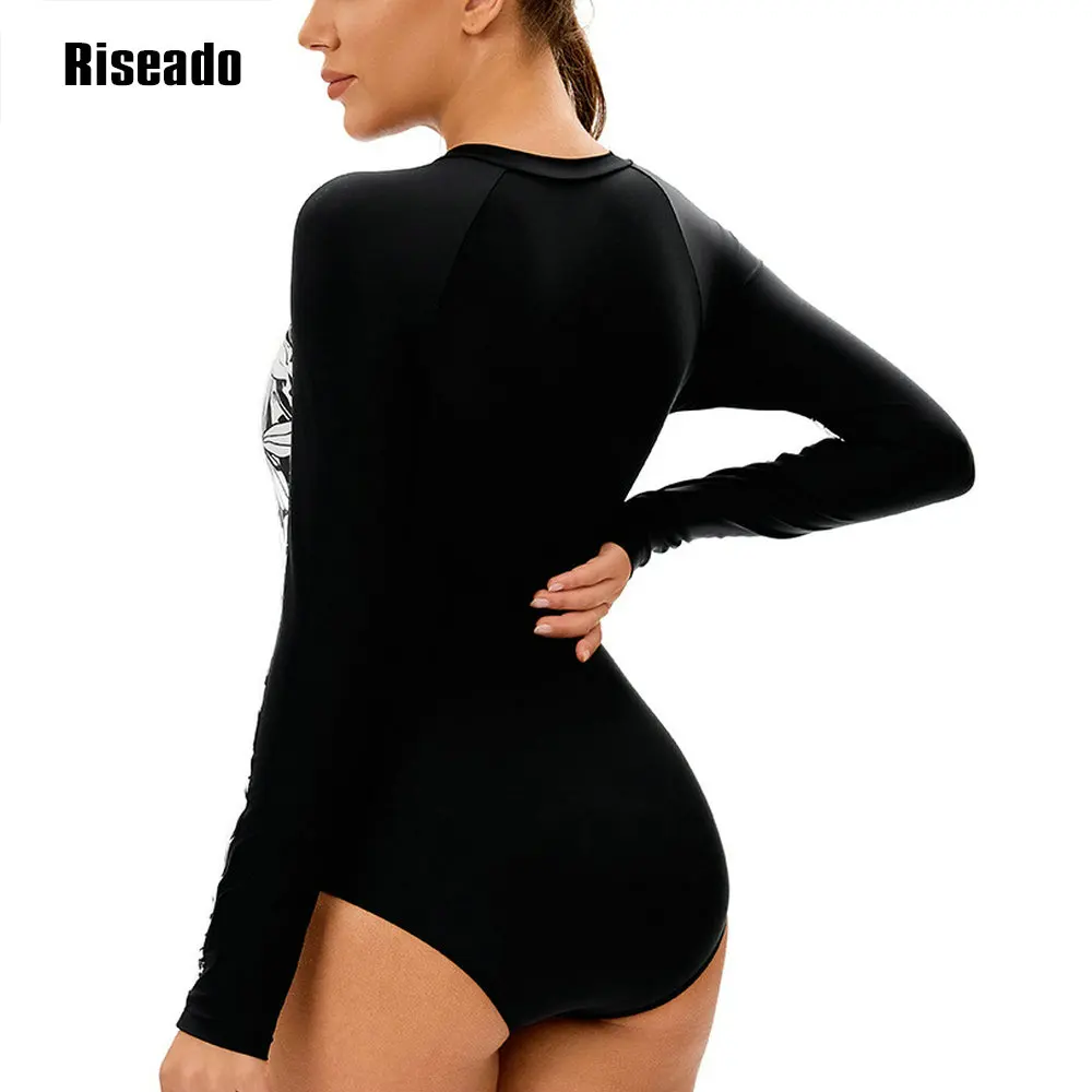 Riseado 2025 New Arrival Women's One Piece Swimsuits Long Sleeve Surfing Swimsuit Bathing Suit UV Protection