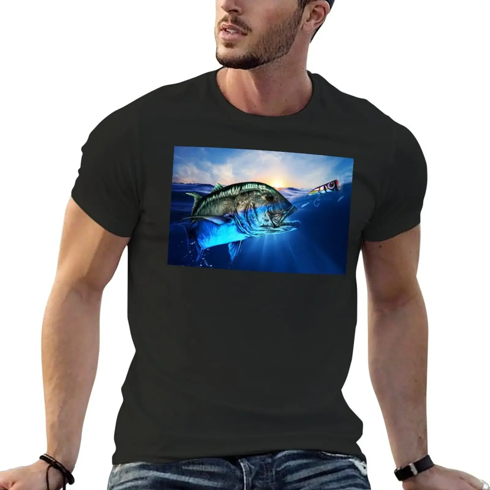 Giant Trevally and popper T-Shirt cute clothes aesthetic clothes new edition workout shirts for men