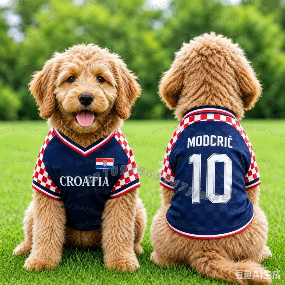 2026 Cat Dog Soccer Jersey CROATIA Flag Print MODRIĆ No. 10 Large Dog Jersey Basketball Clothing, Puppy T-Shirts, Pet Cat Shirts