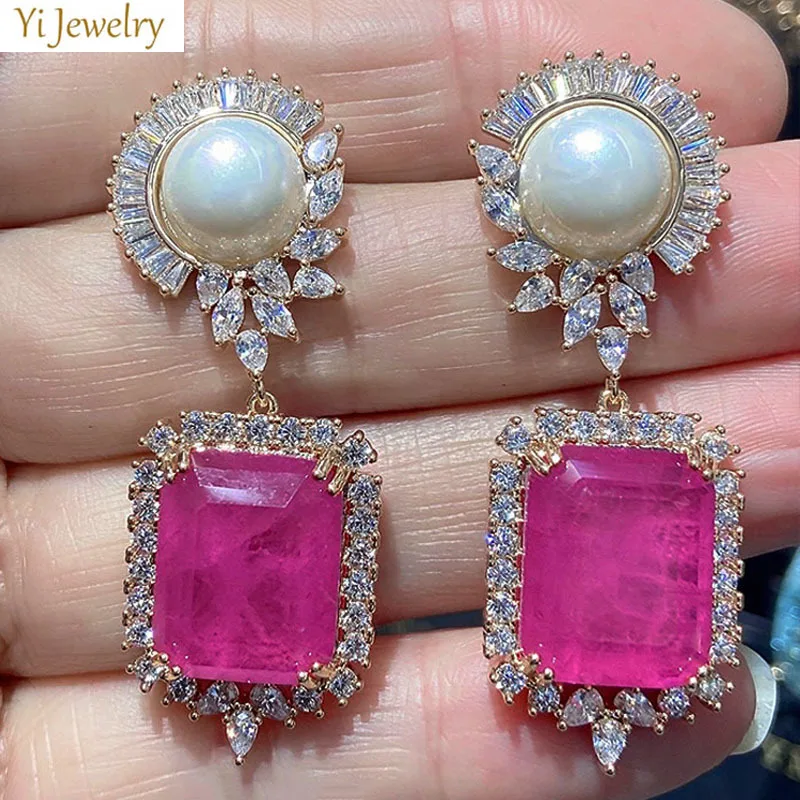 

pink green transparent earrings square block drop sweet earrings for women daily wear party jewelry