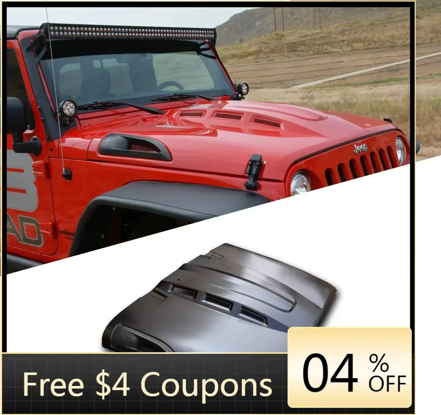 

BR Steel Engine Hood Cover Heat Dispersion Hood fits 2007-2017 Jeep Wrangler JK