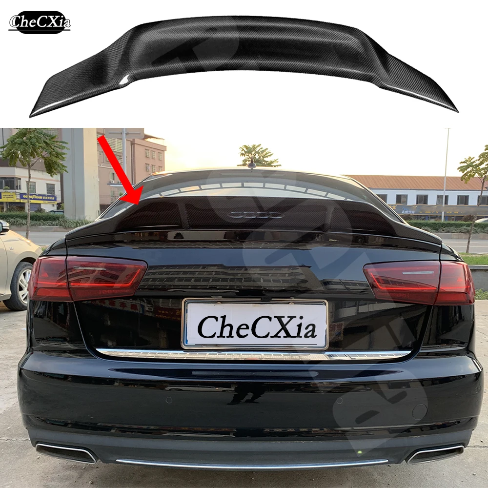 For 2012-2018 Audi A6 S6 C7 100%Real Carbon FiberHighquality Rear Spoiler Coupe Trunk Lid R Style Bright Black Rear Spoiler