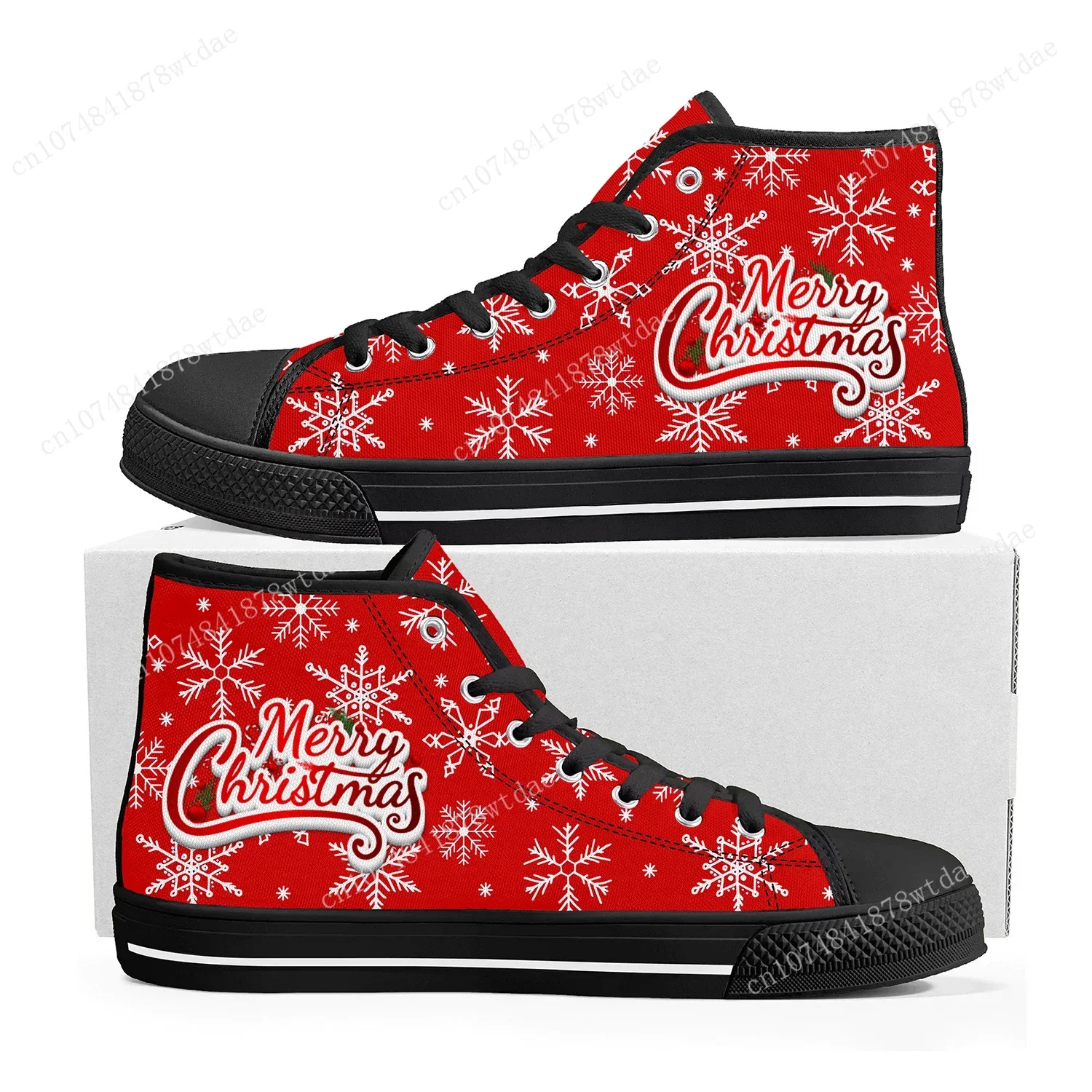 Merry Christmas Gift High Top Sneakers Mens Womens Teenager High Quality Canvas Sneaker Anime Cartoon Casual Custom Made Shoes