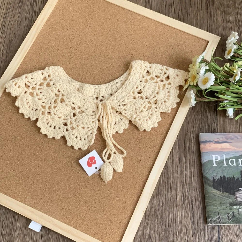 Sweet Hollow Out Crochet Shawl Detachable Clothes Decoration Knitted Scarves Scarf Accessories Round Neck