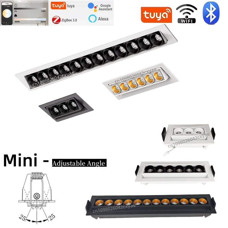 Mini Smart Tuya Spotlight LED Adjustable Ceiling Light COB Ceiling Light Embedded Line Light Living Room Interior Lighting Bulb