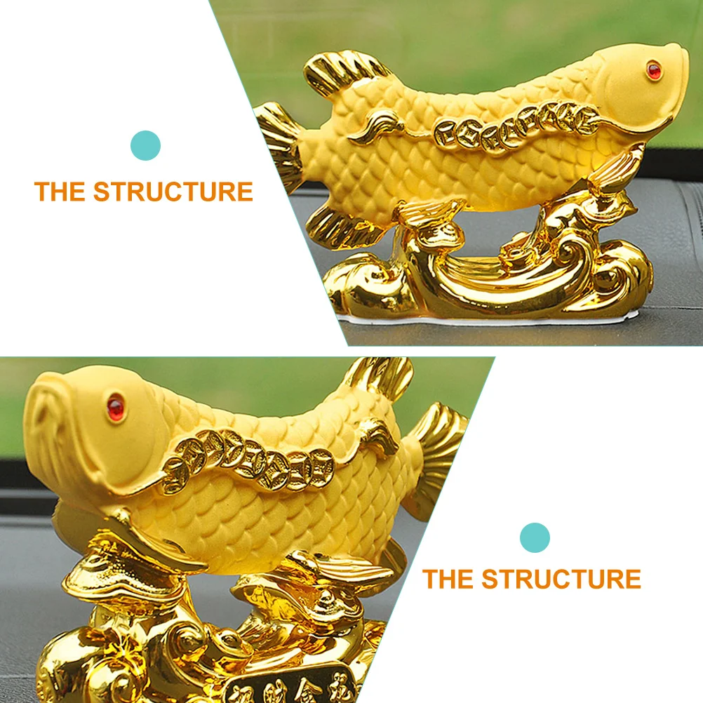 Ornament Fish Car Statue Resin Figurine Interior Outdoor Ornaments Cart Decor Office