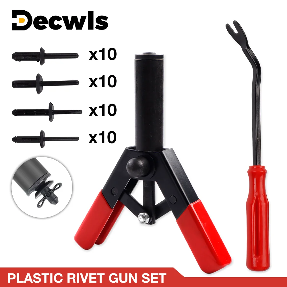 Plastic Rivet Gun Kit, Including 40 Nylon Blind Rivets And Clip Removal Tools, Suitable For Fastening Automotive Interior Parts