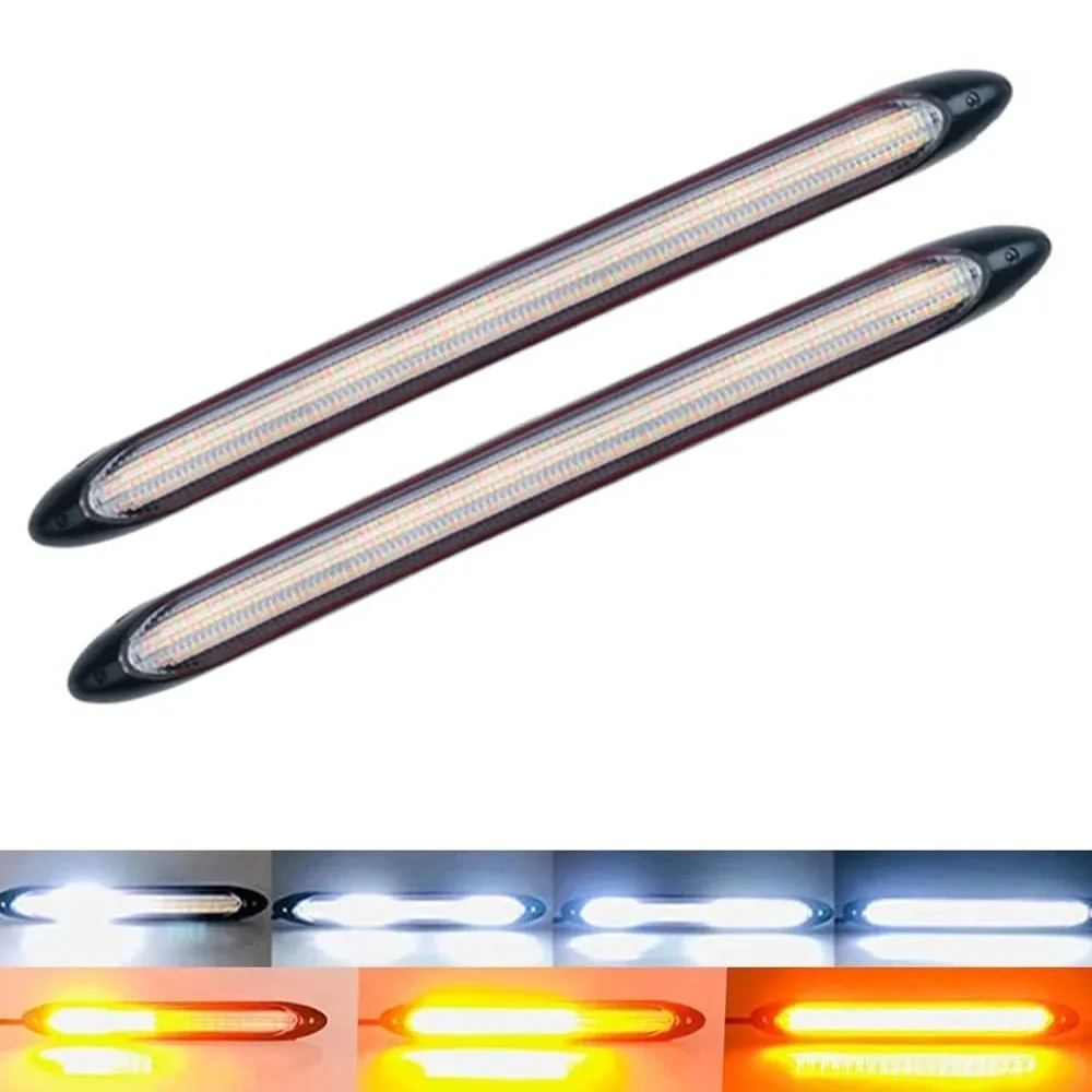 2pcs Drl led Sequential Turn signal LED light strip Daytime running lights Car headlight Fog Lamp Driving light Decorative light