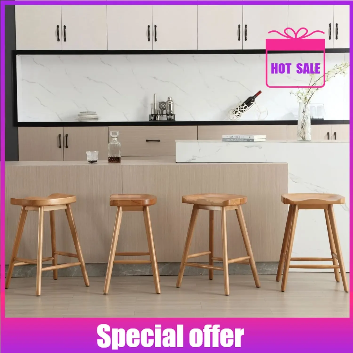 

Бестселлер! Горячая распродажа! Современный деревянный табурет-седло в стиле рустик/фермерский дом, 24 дюйма, эргономичный, без спинки, для барной стойки.