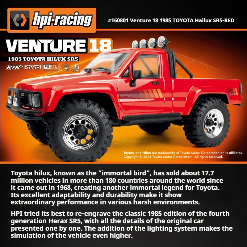 Hpi Venture Simulates 1/18 Hynix Four-Wheel Drive Two-Speed Remote Hydraulic Shock-Absorbing Electric Off-Road Climbing Vehicle