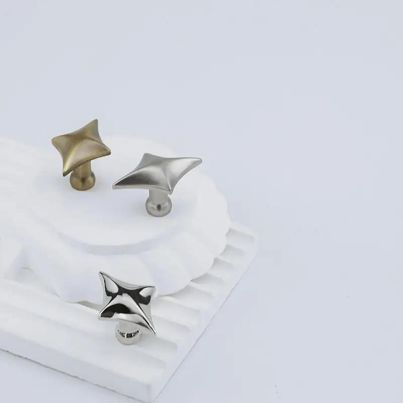 Vierpunkt-Stern-Schrankknöpfe, Premium-Qualität, Zinklegierung, minimalistische Griffe für Küchenschrank, Schublade, Kleiderschrank, Möbelrenovierung – Detail 3