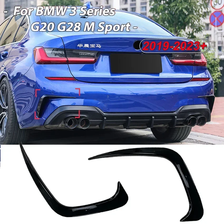 Rear Bumper Canard Splitter Fin Cover Side Wing Spoiler Sticker For BMW 3 Series G20 G28 M Sport 318i 320i 325i 330i 2019-2023+