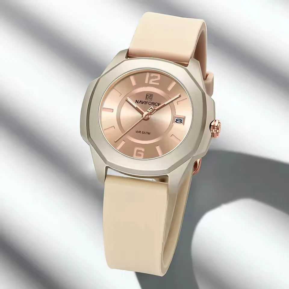 NAVIFORCE 7107 Mode frauen Quarzuhr Einfache Kalender Casual Sport Wasserdichte Silikon Armband Damen Armbanduhr reloj mujer