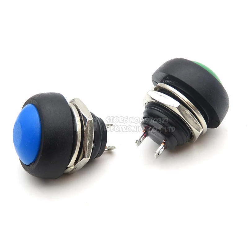 6PCS Mini 12mm Waterproof Momentary ON/OFF Push Button Round Switch PBS-33B KIT White Black Red Yellow Blue Green