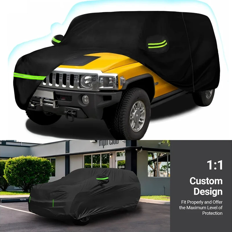 

210T водонепроницаемые автомобильные чехлы на заказ, подходят для Hummer H3 SUV 2006-2010, всепогодная с молнией двери, защита от снега, дождя, пыли и града