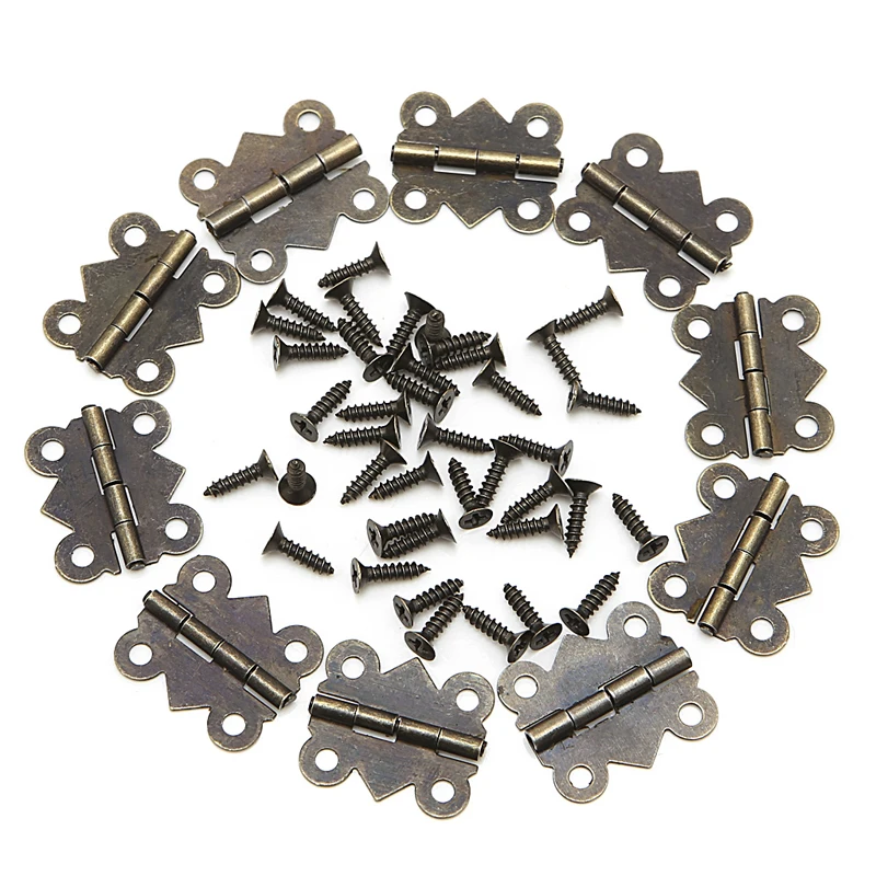 10x Mini für Schmetterlingstür, Schrank, Schublade, Schmuckschatulle, Scharnier, Möbel, 20 mm x1