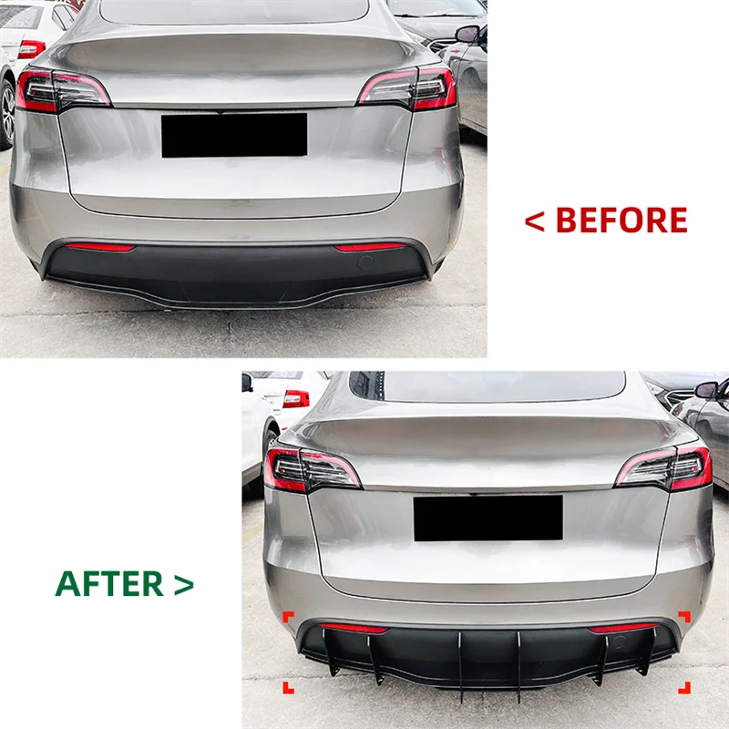 Glossy black Rear Canard Bracket Deflector guard For Tesla Model Y 2019+ Car Rear Bumper Diffuser Spoiler Splitter 2023 2024