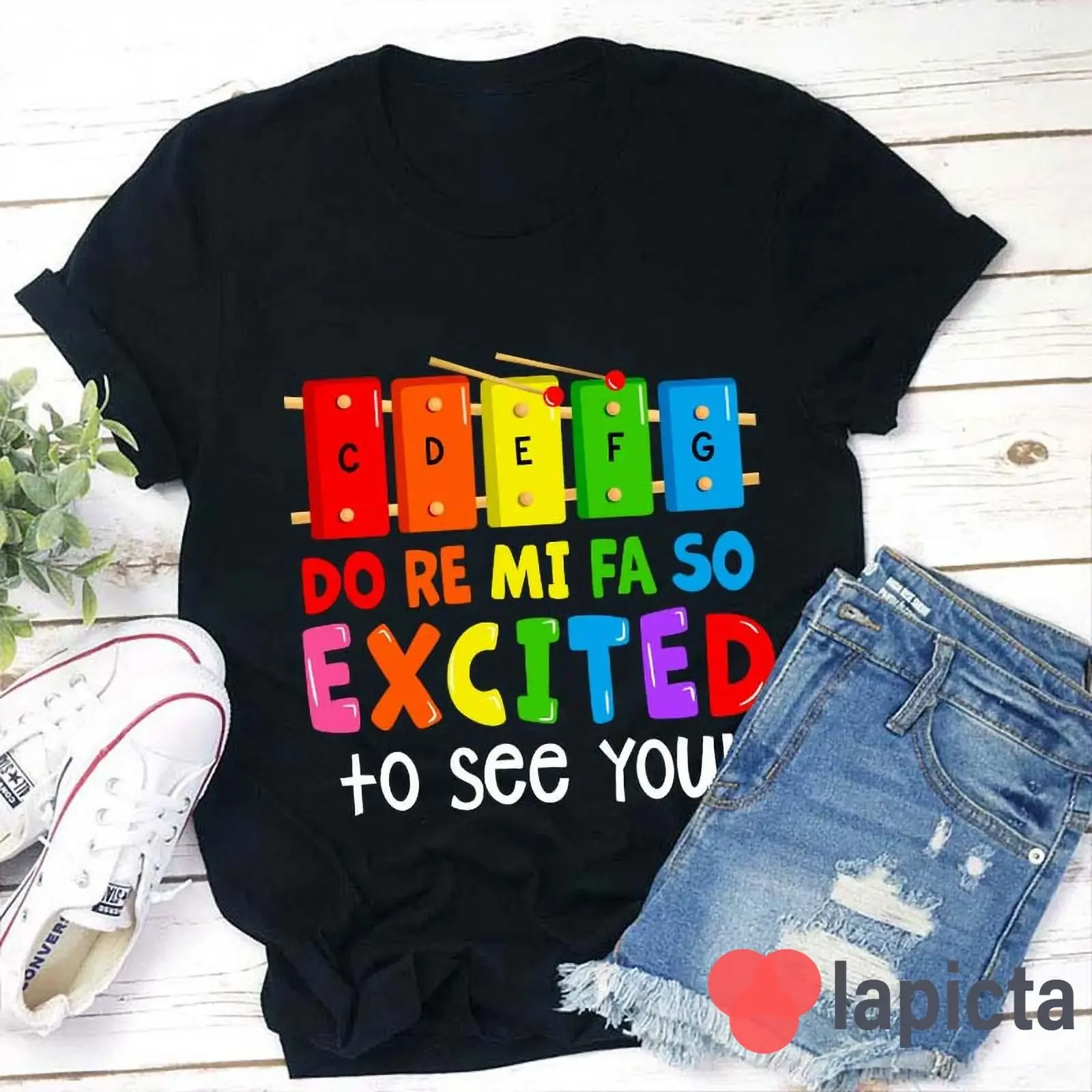 Excited To See You Teacher T Shirt Music Funny For vintage Washed Versatile fashion Comfortable homme Stretched