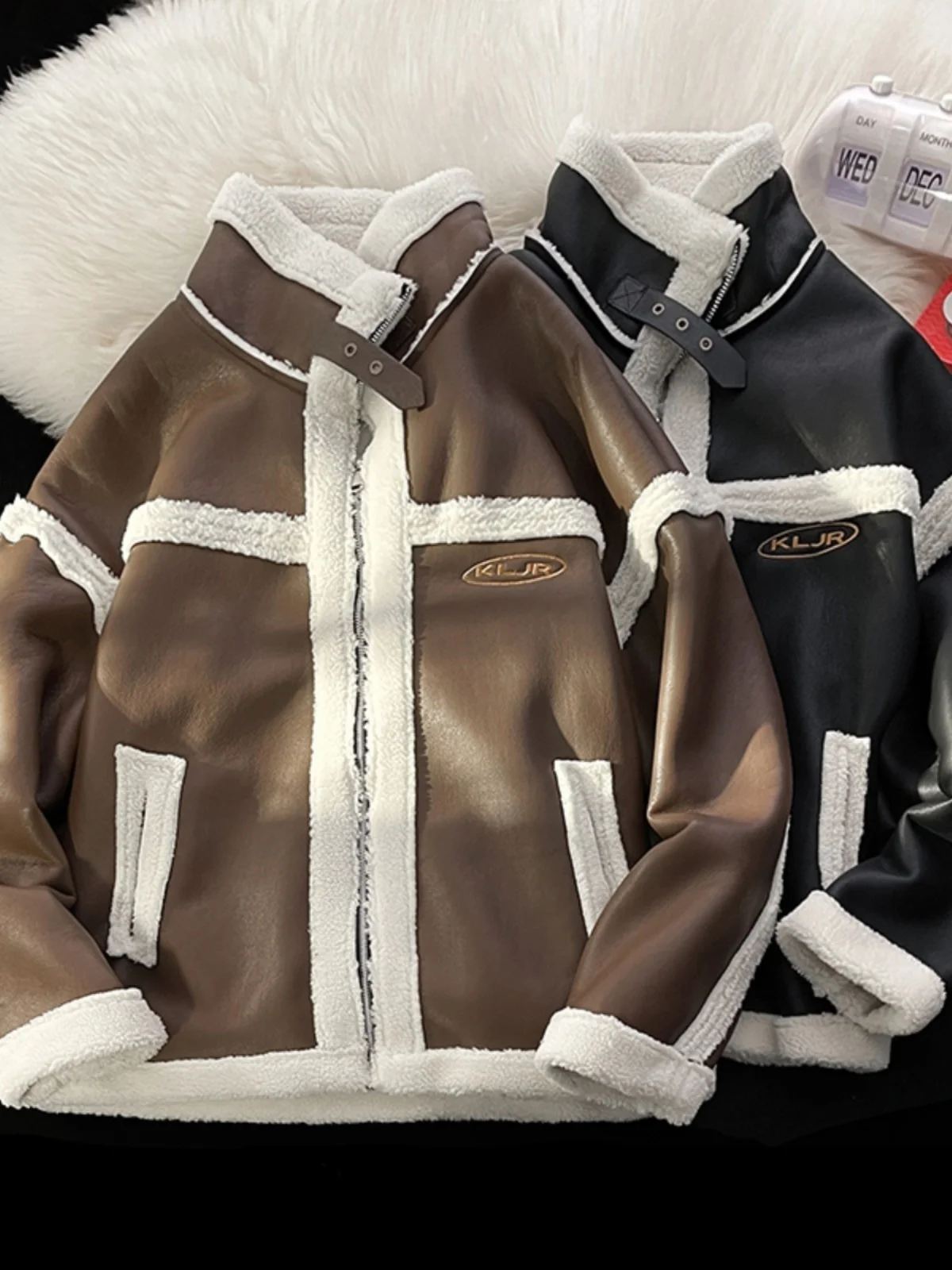 

Мужская зимняя куртка из овечьей шерсти с цветным воротником, утепленная хлопковая одежда, теплая верхняя одежда на молнии для повседневной носки