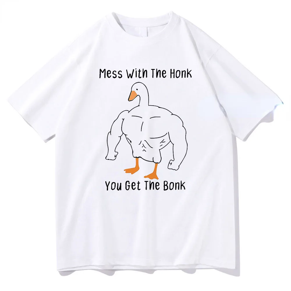 Hot You Get The Bonk Humor Men T Shirts Cartoon Animal and Poultry Duck Tee Sh Graphic T-shirts Women Clothing  Harajuku Tops