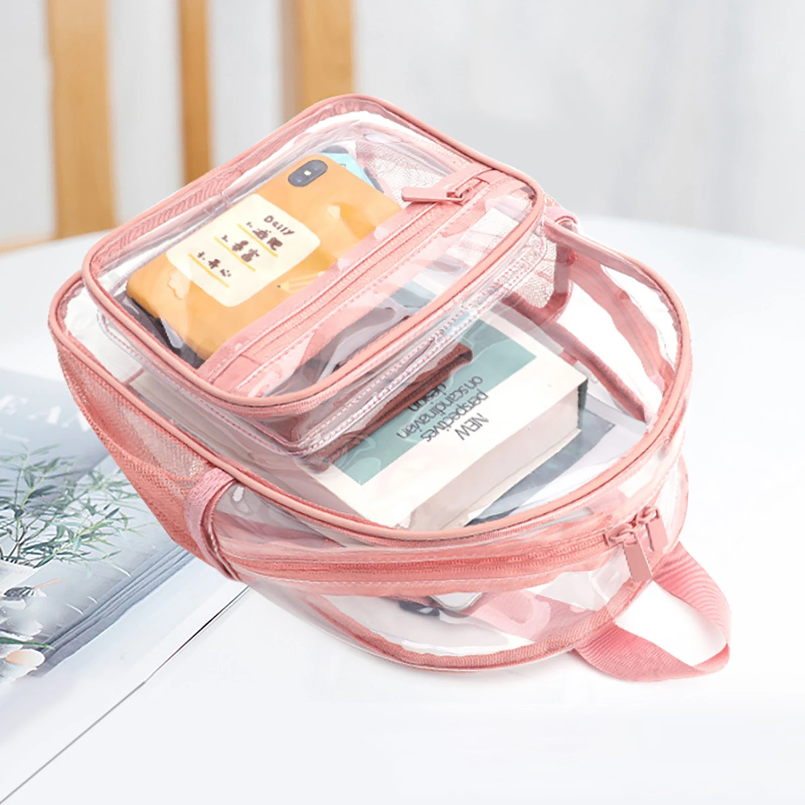 Fashion Student Schoolbag Jelly Bag Clear Visible Backpack for Easy Access for School University Work Daily Travel