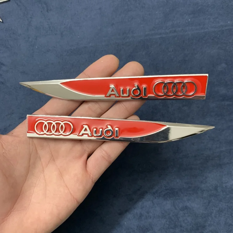 Audi Metal Car Side Fender Sticker For Audi Sline Q2 Q3 Q5 Q7 A4 A6 A3 A7 A8 TT Body Emblem 2Pcs Stickers Accessories