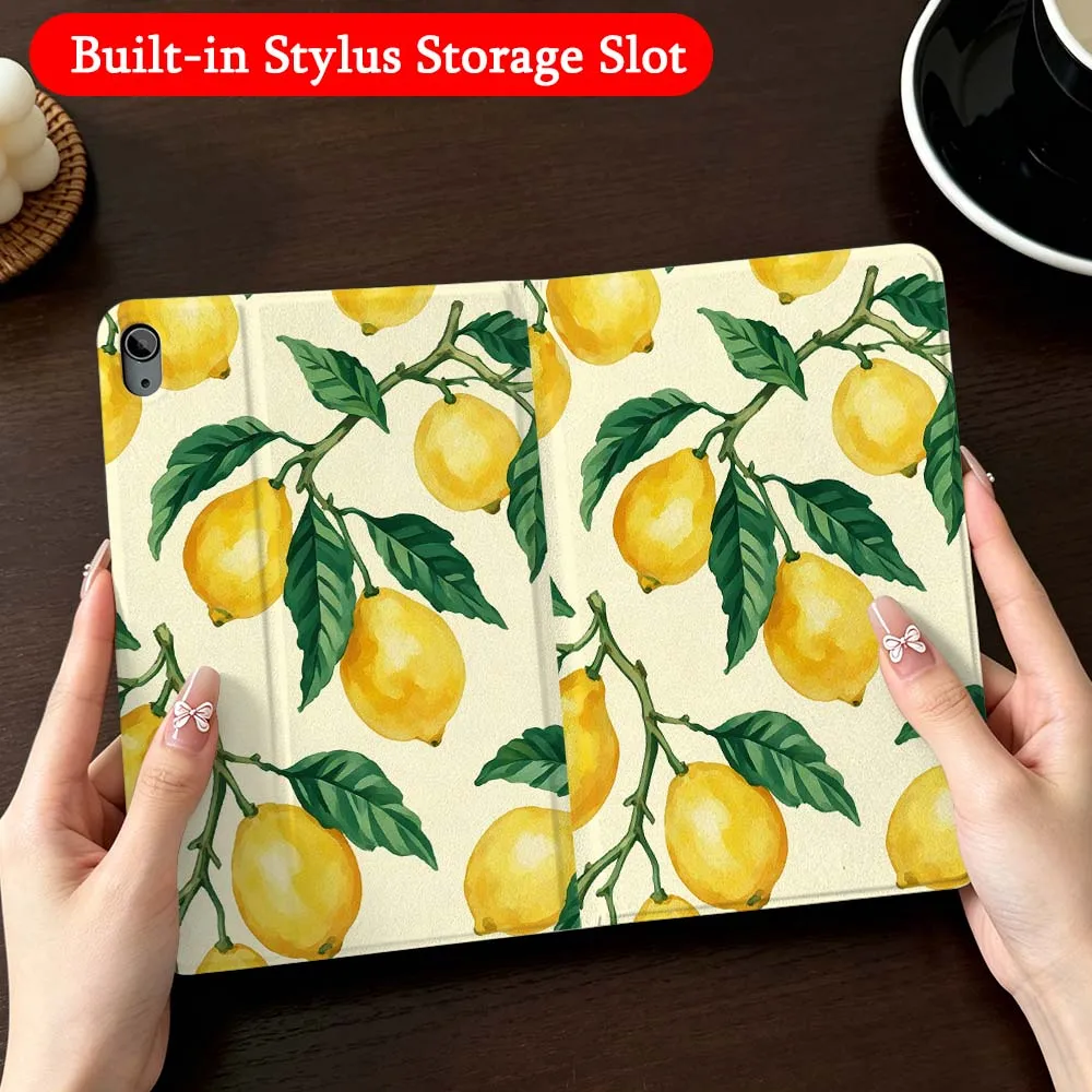 

Luxury Fruits Art Case For iPad Mini Pro Air 5 6 7 8 9 11 9.7 7.9 10.9 13 12.9 inch Folding Automatic Sleep/Make Tablet