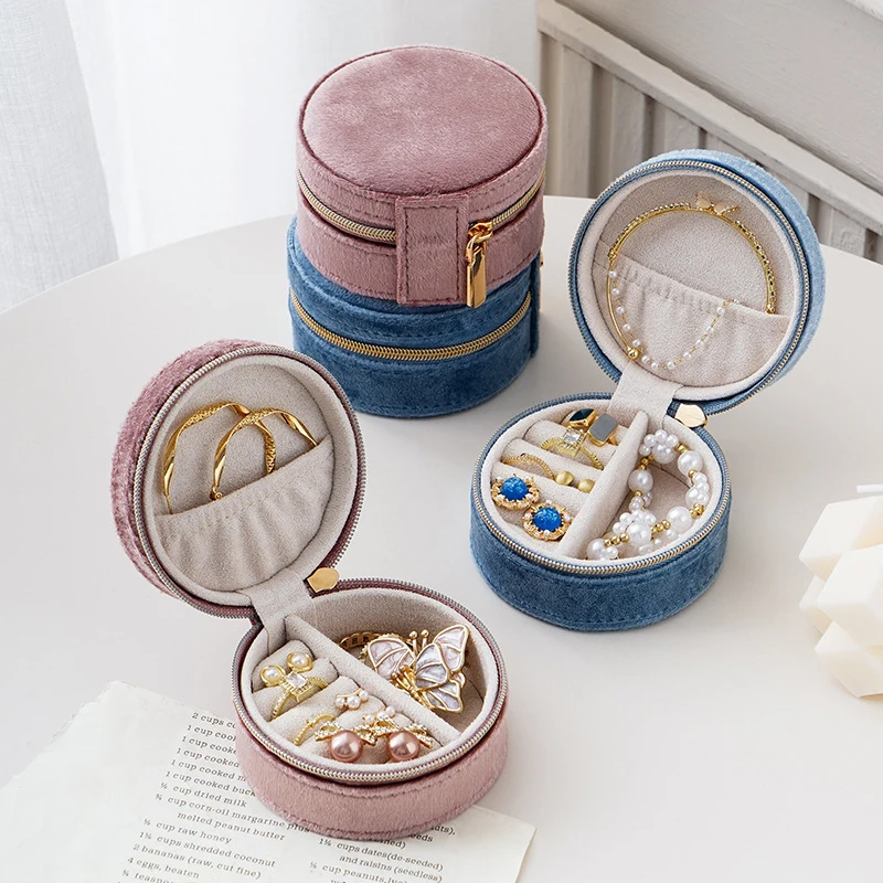 

Fashion Travel Jewelry Box Creative Earrings Necklace Rings Storage Box Zipper Portable Mini Jewelry Organizer Box Gifts