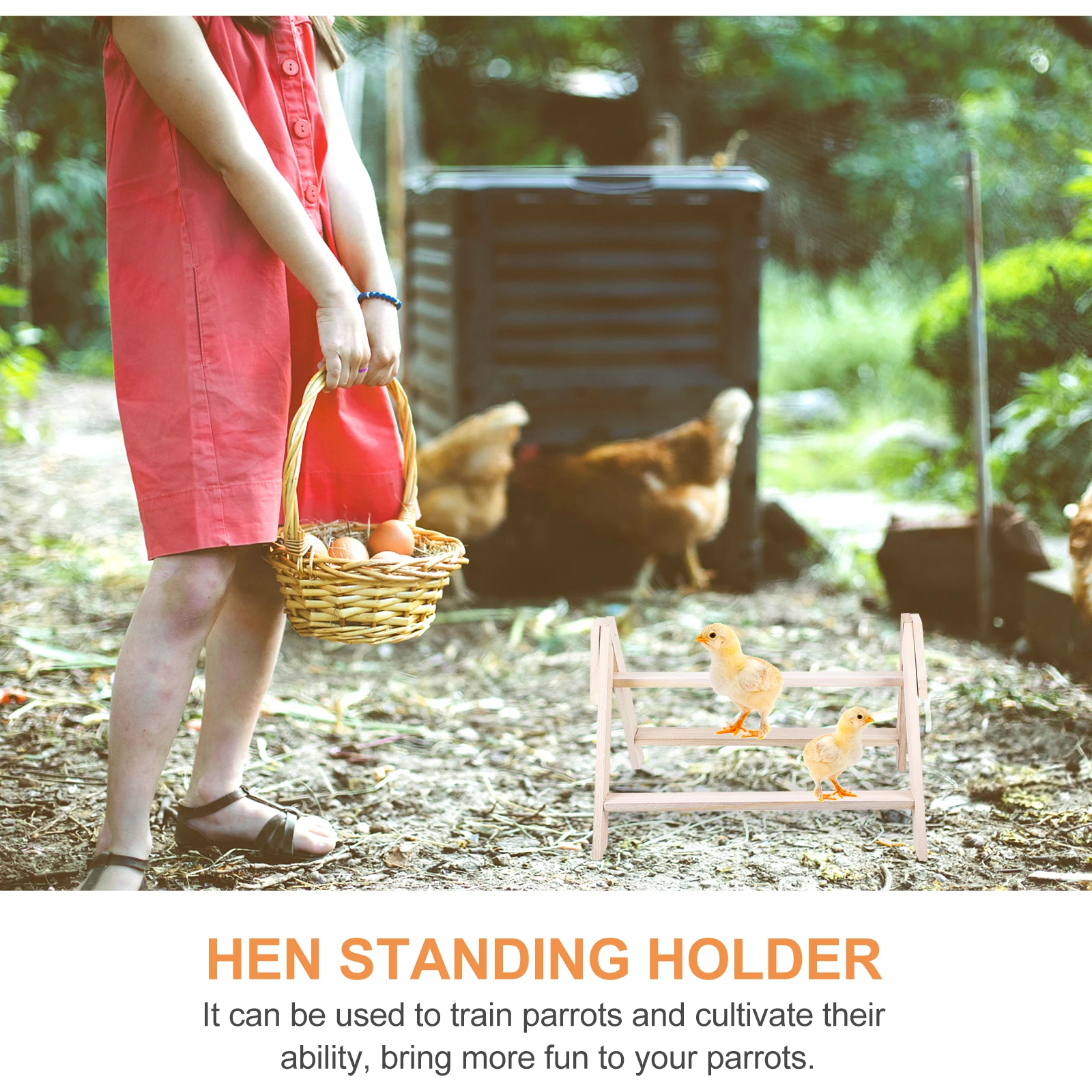 

Wooden Chicken Rack For Birds Rooster Hen Perch Bird Cage Accessory Sturdy Durable Pet Wood Chick Budgies Parrots Training