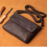 Bolso de piel de vaca para hombre, bolso de hombro a la moda con solapa, bolso para teléfono para ipad de 7,9 pulgadas, bolso cruzado de cuero Vintage, regalo para marido