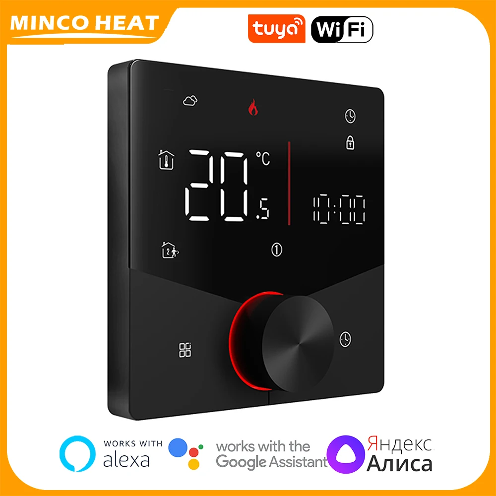 Minco Heat NEW Knob Tuya WiFi Thermostat 5A/16A 95-240V AC for Underfloor Heating/Water/Gas Boiler LED Display