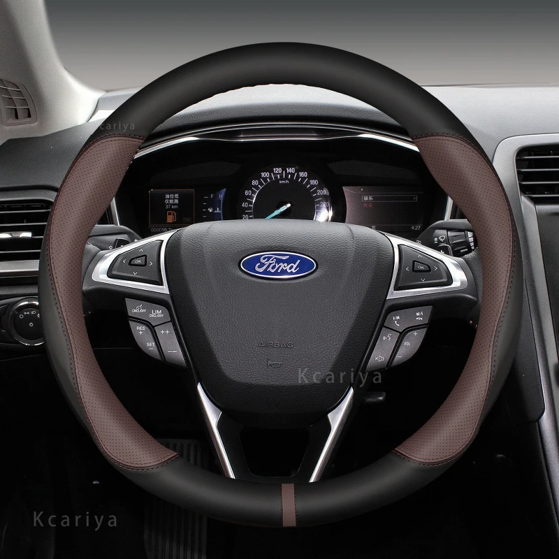 

Тонкий чехол для руля Ford Explorer из натуральной кожи, углеродное волокно, EcoBoost 285 ST-Line 2020 2022 2023