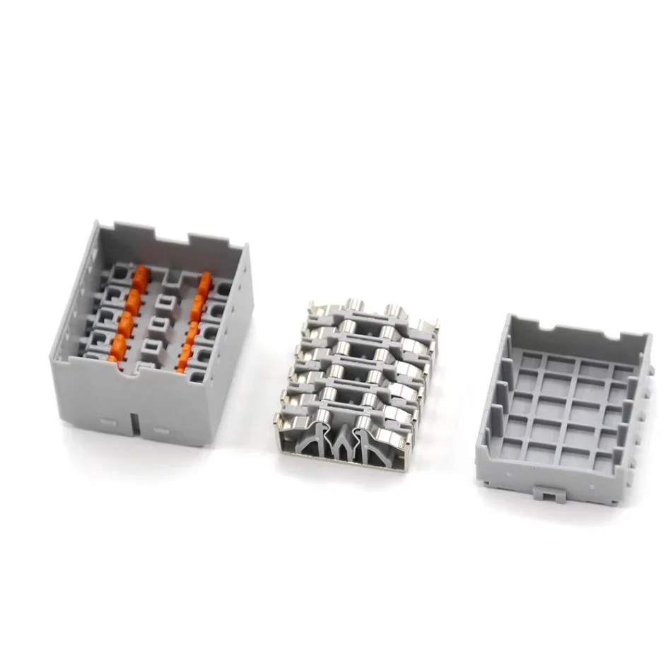 DIN Rail Push-in Wire Connector Terminal Block One in Multiple out Distribution Junction Box Splitter for Electronics